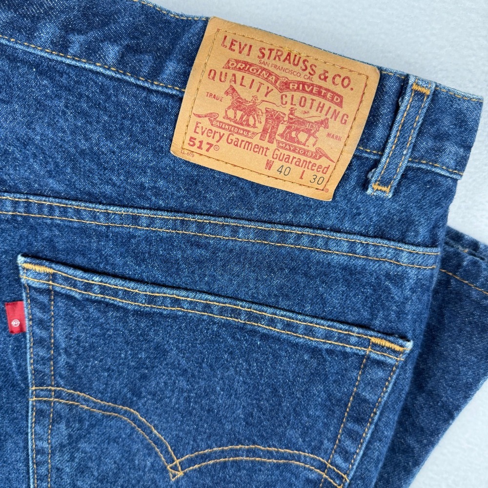 VTG Levis 517 Bootcut Jeans Mens 40x30 Dark Indigo Blue Denim‎ 00517-0217 Y2K
